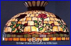 Early 20th Century Mosaic Leaded Art Glass Shade On Unique Hammered Copper Base