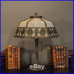 Enchanting Art Nouveau Obverse Painted Slag Glass Lamp