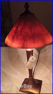 FENTON 17 Electric Lamp. Cameo Carved Chocolate Art Glass
