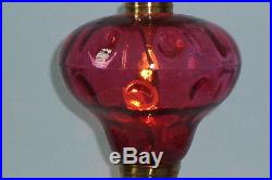 Fenton Art Glass Cranberry Coin Dot 29-1/2 Tall 3- Level Electric Banquet Lamp