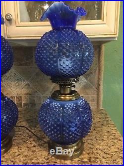 FENTON LAMP Cobalt Blue Opalescent GWTW