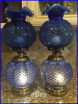 FENTON LAMP Cobalt Blue Opalescent GWTW