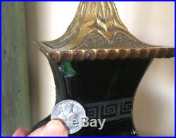 FREDERICK CARDER for STEUBEN Lamp Acid Etched Mirror Black on Jade Green Pagoda