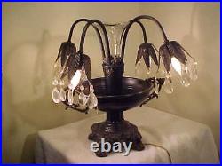 Fabulous Antique Art Nouveau Vase Lamp With Prisms Lion Base