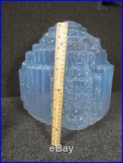 Fantastic Antique Opalescent Glass Art Deco Industrial Lamp Shade, 6 Fitter