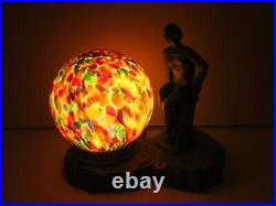 Fantastic Art Deco Lady lamp With Amazzing Czech Glass Shade