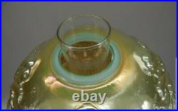 Fenton 27-1/2 Jumbo Regal Iris Aqua Opal Pear Shaped Carnival Glass Lamp Rare