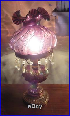 Fenton Amethyst Carnival Glass Lamp