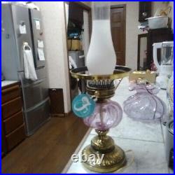 Fenton Antique Desk Lamp Pink Gold 53 cm High Art Glass Vintage Luxury Interior