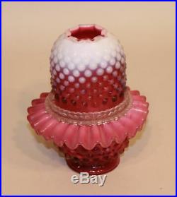 Fenton Art Glass Country Cranberry Opalescent Hobnail 3-Piece Fairy Lamp 3380CR