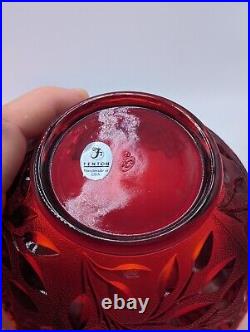 Fenton Art Glass Fireball Fairy Lamp, Inverted Wildflower, Amberina. Rare Color