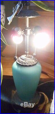 Fenton Art Glass Reverse Painting Lamp 1998 Connoisseur Collection Piece