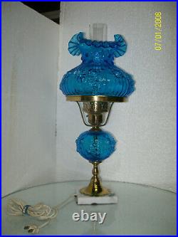 Fenton Blue Cabbage Rose Lamp