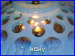 Fenton Blue Coin Dot Opalescent Lamp Grandmother Style (1-2)