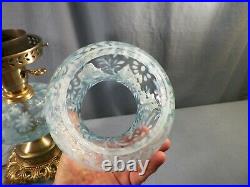 Fenton Blue Opalescent Glass Fern & Daisy Pattern Electric Table Lamp