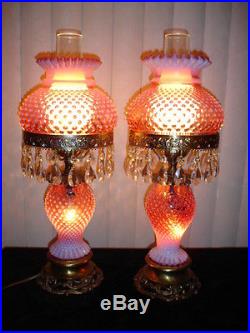 Fenton Cranberry Opalescent hobnail Student lamp GWTW (1-2) Dutch auction
