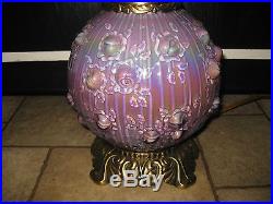 Fenton Gone With The Wind Lamp Purple Carnival Rose