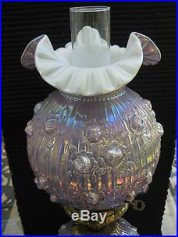 Fenton Gone With The Wind Lamp Purple Carnival Rose