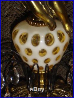 Fenton Honeysuckle Opalescent Coin Dot 6 BULBS UNUSUAL CHERUB LAMP