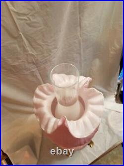 Fenton L G Wright Pink Cased art Glass Lamp 21 1\2''Tall excellent