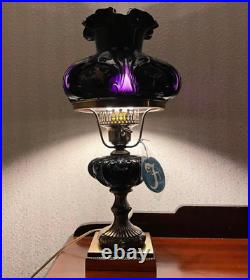 Fenton Lamp Antique Black Pink Purple Desk Lamp 18×9.8 Fenton Art Glass Company