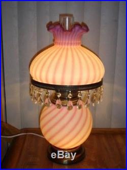 Fenton Rosaline Glass Candy Stripes Limited Edition Lamp Gwtw