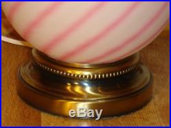 Fenton Rosaline Glass Candy Stripes Limited Edition Lamp Gwtw