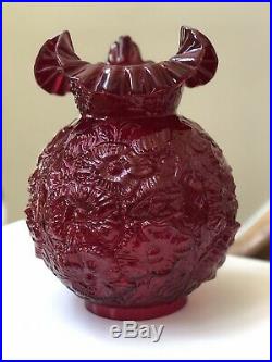 Fenton Ruby Red Poppy Art Glass Lamp Gone with the Wind SHADE ONLY