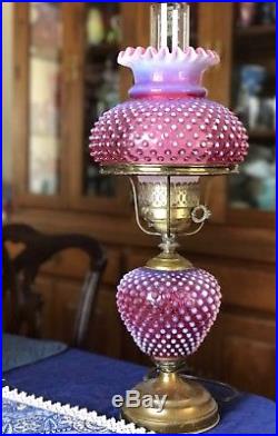 Fenton cranberry opalescent hobnail lamp