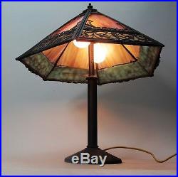 Fine Antique Signed MILLER Art Nouveau Slag Glass Lamp c. 1915 antique