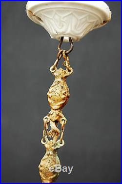 Fine Art Nouveau Glass Lamp french 1910 parisian antique deco pate verre bronze