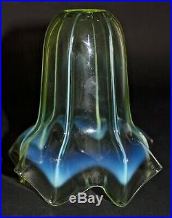 Fine Arts And Crafts Antique Art Nouveau Vaseline Glass Lamp/light Shade