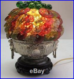Fine CZECHOSLOVAKIAN ART DECO Art Glass Fruit Accent Lamp c. 1920s antique