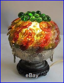 Fine CZECHOSLOVAKIAN ART DECO Art Glass Fruit Accent Lamp c. 1920s antique