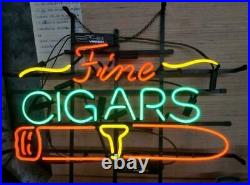 Fine Cigars Neon Light Sign Lamp 17x14 Beer Bar Artwork Decor Glass Store Pub