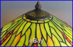 Fine Pair TIFFANY STYLE Art Nouveau Stained Glass Dragonfly Lamps Contemporary