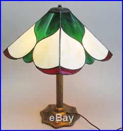 Fine Signed Art Nouveau Bradley & Hubbard Stained Glass Lamp c. 1910 antique