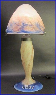 Fine Signed French Art Deco Art Glass Lamp Le Verre Francais c. 1920s antique