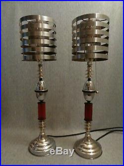 Flash Gordon Rocket Ship Lamps Art Deco Machine Age 1930's Vintage Pair