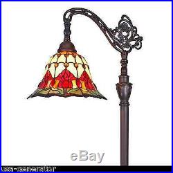 Floor Lamp Reading Light Stained Art Glass Tiffany Style TULIPS 12 D x 62 H