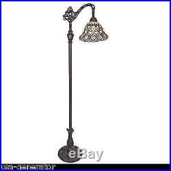Floor Lamp Reading Light Stained Art Glass Tiffany Style Vintage 11 D x 62 H