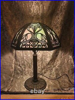 Flowing Art Nouveau Slag Glass Panel Lamp