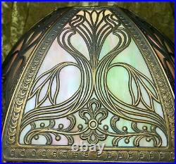 Flowing Art Nouveau Slag Glass Panel Lamp