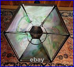 Flowing Art Nouveau Slag Glass Panel Lamp