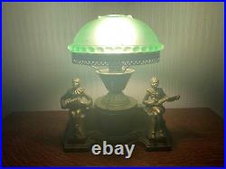 Frank Art Table Antique Lamp With Green Glass Domed Shade