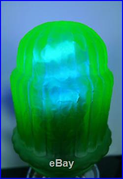 Frankart L514 Smokers Lamp, Art Deco 1930s, Green Uranium Glass Shade & Bakelite