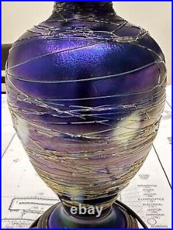 Fredrick Carder Hearts and Vines Art Glass Vase Lamp