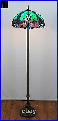 Free Postage JT Tiffany Stained Glass 16 Inch Blue Baroque Style Floor Lamp Art