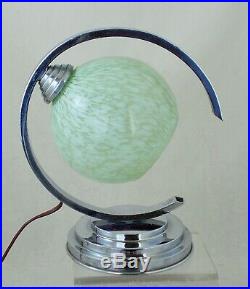 French Art Deco Original Chrome And Glass Desk Lamp in Excellent Condition c1930