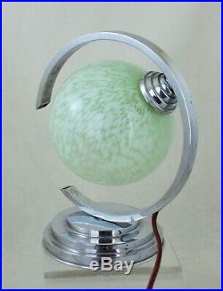 French Art Deco Original Chrome And Glass Desk Lamp in Excellent Condition c1930